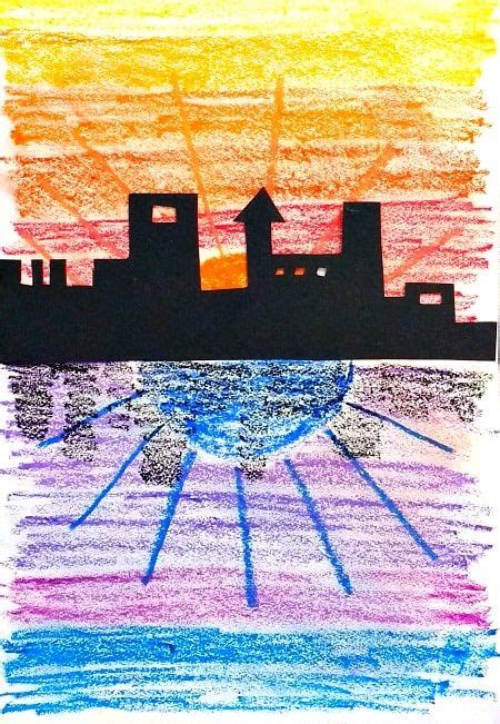 Suspended in air as they cool after evaporation. Warm and cool color theory art lesson for kids | Warm ...