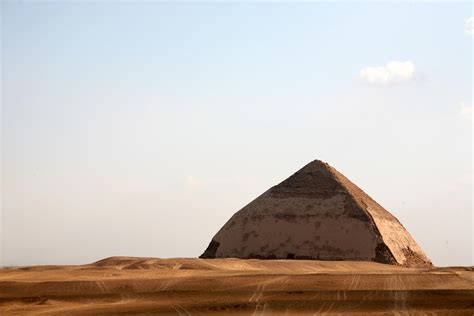 The bent Pyramid of Dahshur, is the second pyramid constructed for Sneferu. Like the pyramid at ...