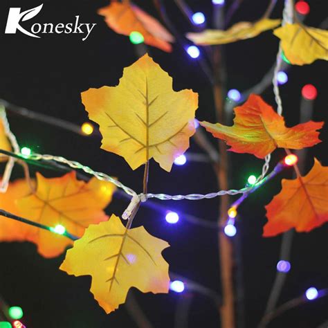 10 Led Fairy Night Lights Autumn Leaf Light Harvest Fall Leaves Lamp