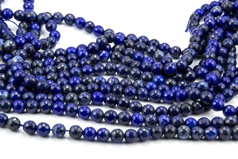 6mm Natural Lapis Lazuli Faceted Round Beads