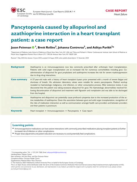 Pdf Pancytopenia Caused By Allopurinol And Azathioprine Interaction