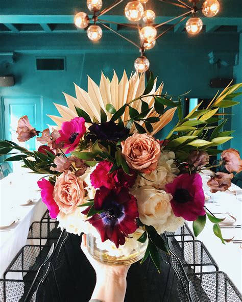 Flowers, dried flowers, preserved plants, silk flowers, dried plants, preserved. Jewel toned flower arrangement at Redbird LA in Downtown ...