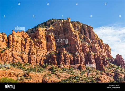 Red Rock Mountain Formation With Geological Layers Stock Photo Alamy