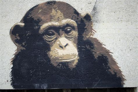 Grunge Monkey Painting In A Wall