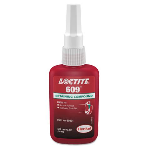 Loctite 609 Retaining Compound General Purpose 50 Ml Bottle Green
