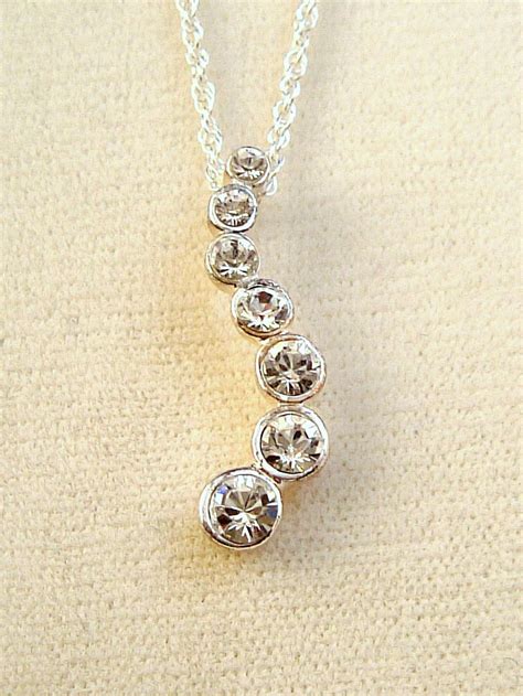 Clear Diamond Austrian Crystals Journey Pendant Chain Necklace