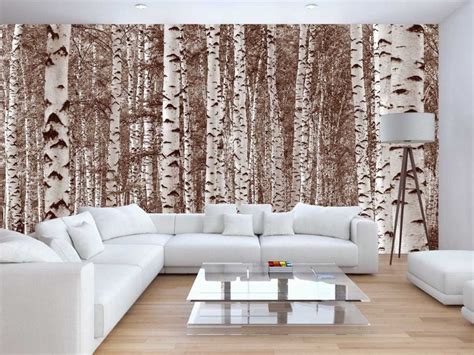 Birch Tree Forest Sepia Wall Mural Ubicaciondepersonascdmxgobmx