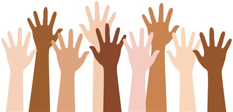 Diverse People Raising Hands - Free Clip Art