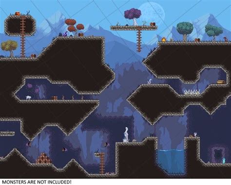 Cave Themed Platform Tileset With Parallax Ready Background And