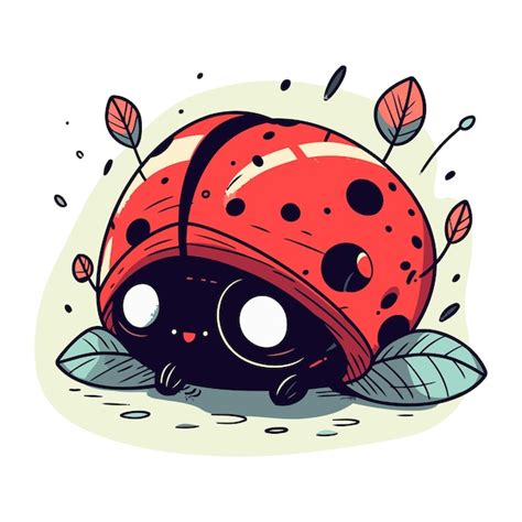 Premium Vector Cute Cartoon Ladybug Vector Illustration Hand Drawn Ladybug