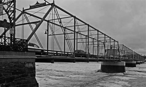 Black And White Of Calhoun Street Through Truss Bridge Into Trenton Nj