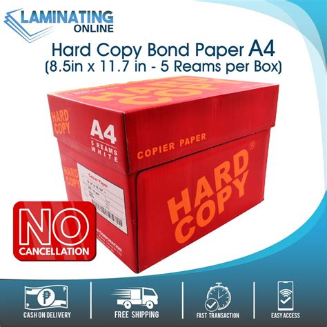 Hard Copy Bond Paper A4 Size 1 Box 5 Reams Shopee Philippines
