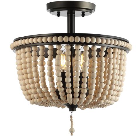 Reserve & collect or home delivery available. JONATHAN Y Allie 14 in. Wood Beaded/Metal LED Flush Mount ...