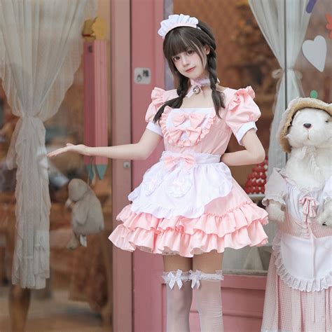 Anime French Maid Kostüm Schürze Set Dienstmädchen Cosplay Anzug Lolita