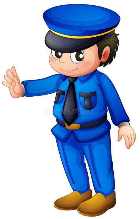 Un Policier Devant Un Commissariat De Police Illustration De Vecteur