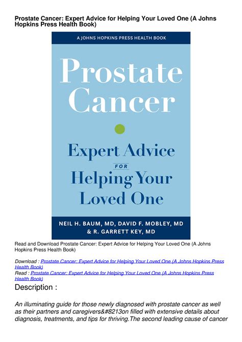 Read Pdf Prostate Cancer Expert Advice For Helping Your Loved One A Johns Hopkins Press