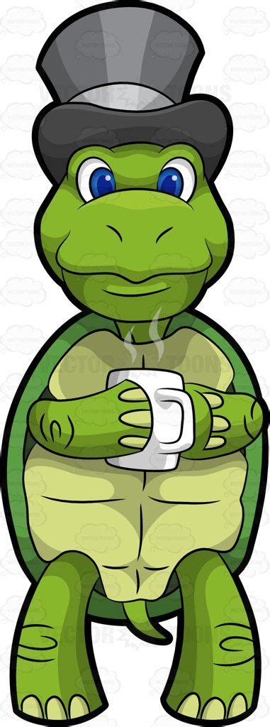 Trevor The Turtle Drinking Coffee Turtle Green Turtle Coffee Vector