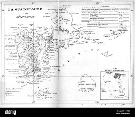 Carte De La Guadeloupe Banque Dimages Noir Et Blanc Alamy