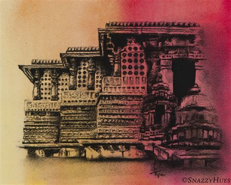 Halebidu Temple Karnataka Charcoal And India Ink Buy Here