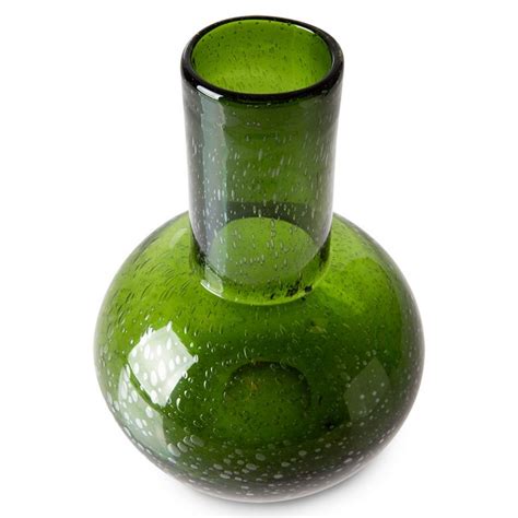 Hk Living Vase Verre Souffle Bulle Vert Fonce Kdesign