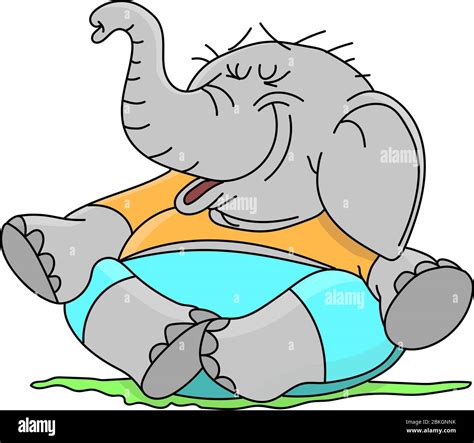 Cartoon Elephant Sitting In A Lotus Position Doing Yoga Vector