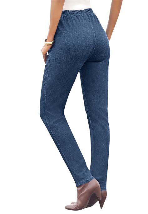 Roamans Roamans Womens Plus Size Straight Leg Pull On Stretch Jean