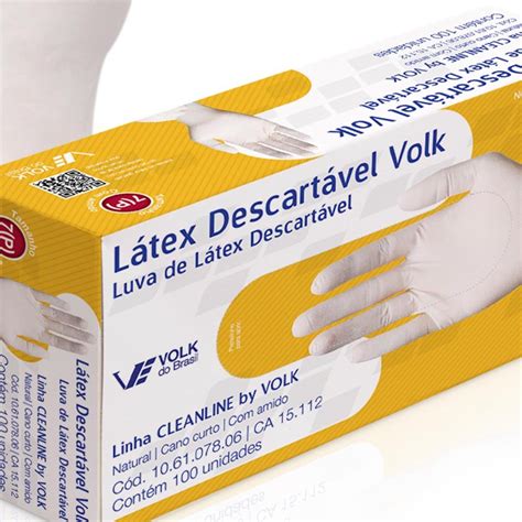 luva de látex descartável com amido com 100 unidades média volk 10 61 078 06 m