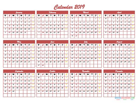 12 Month Calendar On One Page Calendar Inspiration Design