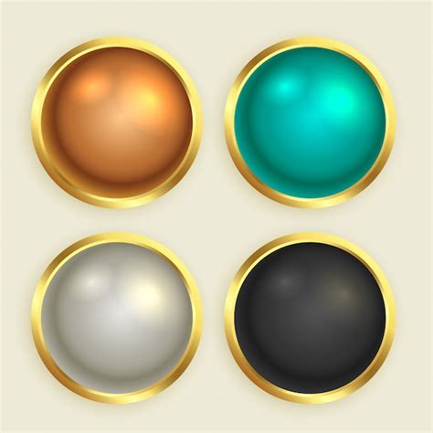 Premium Golden Shiny Buttons Set Free Vector