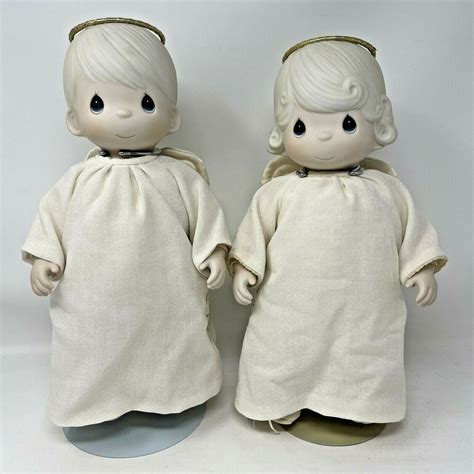 Vintage Set Of Precious Moments Angel Dolls Porcelain Bethany And Aaron