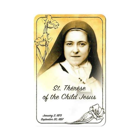 St Therese Prayer Card Society Of The Little Flower