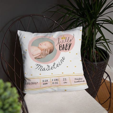 Personalized Baby Pillow With Picture Birth Announcement Etsy Uk