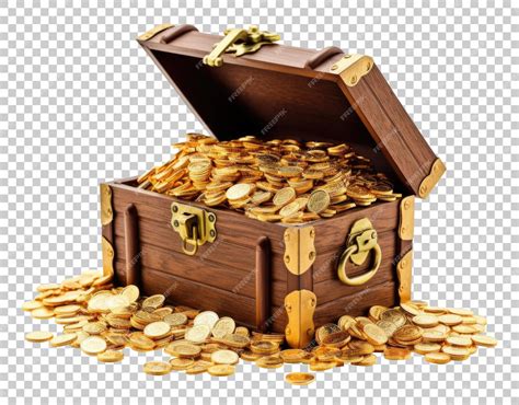 Premium PSD | Treasure Chest Full of Gold Coins Isolated on Transparent