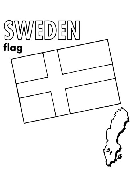 Sweden Flag And Map Färbung Seite Kostenlose Druckbare Malvorlagen