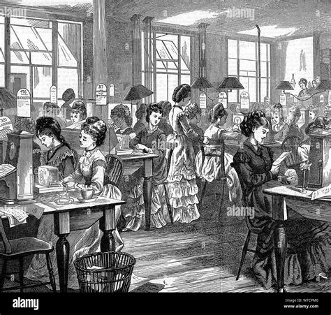 Female Telegraph Workers 1871 Artist Unknown Stock Photo Alamy
