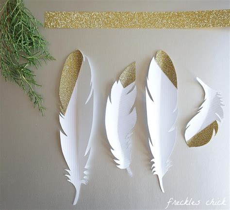 Gold Dipped Paper Feathers Using Glitter Tape