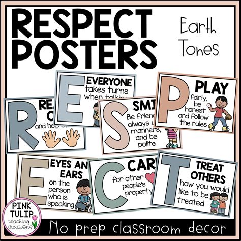 Respect Acrostic Poem Poster Set Earth Tones Classroom Decor
