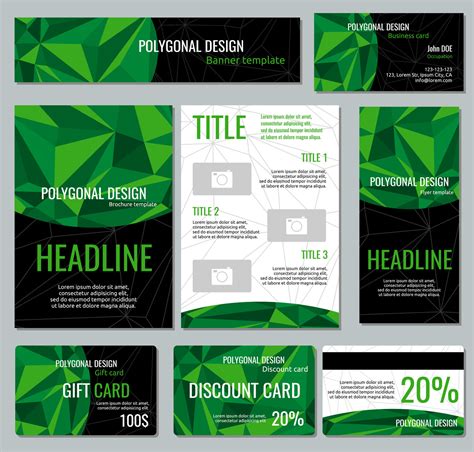 Download Corporate identity vector template with green polygonal ...