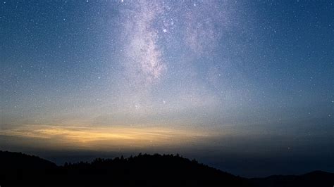 Download Wallpaper 1600x900 Starry Sky Night Landscape Stars Milky