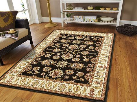 Black Traditial Rugs 8x11 Large Rugs For Living Room And Bedroom Rugs