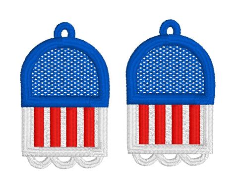 Patriotic Fsl Earrings In The Hoop Freestanding Lace Earrings