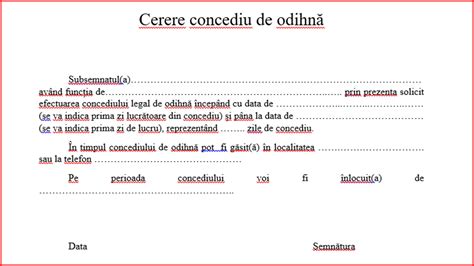 Cerere Concediu Odihna Model Word Pdf Sau Excel