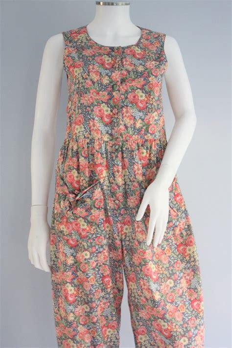 Laura Ashley Jumpsuit Floral Playsuit Cotton Romper Suit Etsy