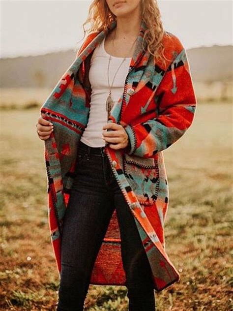 Color Block Boho Patchwork Knitted Outerwear In 2020 Knit Outerwear