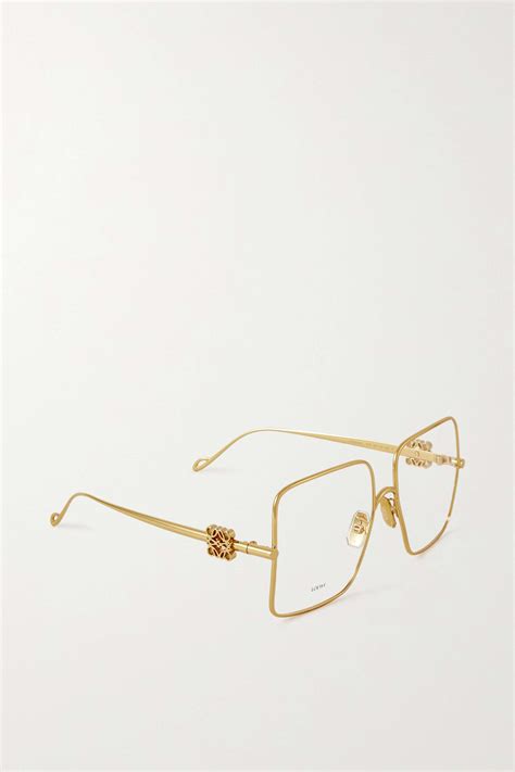 Loewe Eyewear Oversized Square Frame Gold Tone Optical Glasses Net A Porter