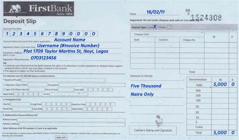 When you deposit money in a bank or credit union, you may need to fill out a deposit slip to direct the other banks require that you put everything in an envelope and fill out a deposit slip, which a. Let's Go There: Nigeria