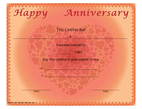 Marriage Anniversary Certificate Template Download Printable Pdf