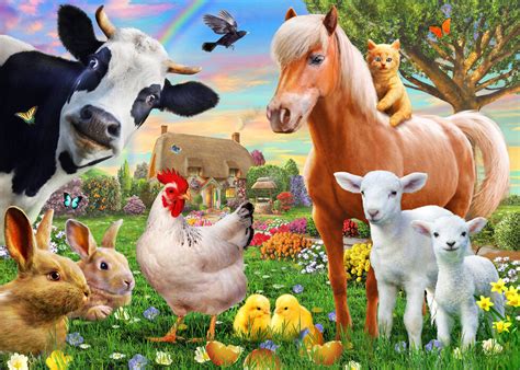 Farm Animals For Kids Fortryllande Fototapet Photowall