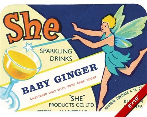 Vintage She Baby Ginger Sparkling Drink Old Ad Poster Art Real Canvas