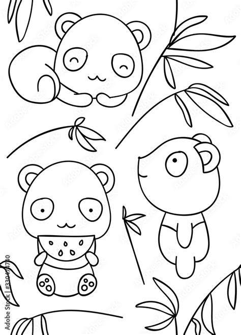 Seamless Pattern Black And White Cute Hand Drawn Panda Doodle